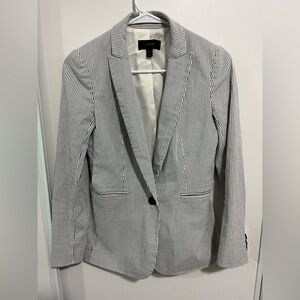 J.Crew Schoolboy Blazer Size 00 Striped Blue White Cotton Jacket Adacemia